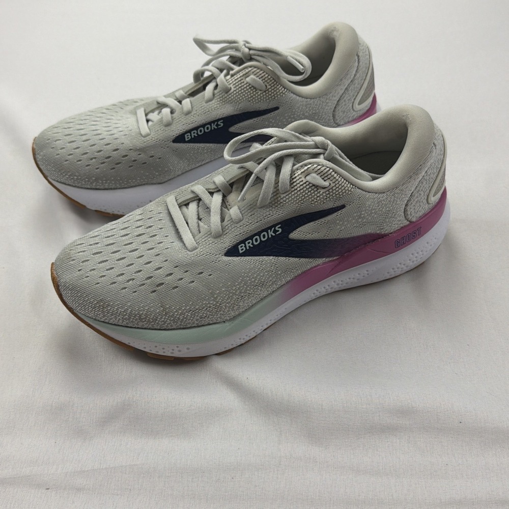 Brooks Ghost 16 Womens Running Shoes Grey Purple 1204071B175 Size 8 Medium B